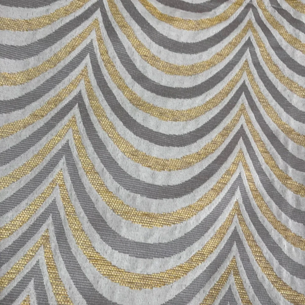 Pier 1 Imports Scallop Grey Gold Grommet Curtain Panels 54x84‎ Set of 2 Lined
